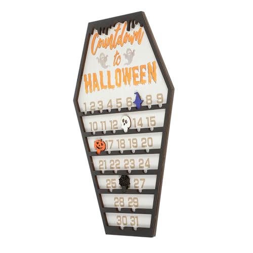 COLLBATH Halloween Countdown Kalender aus Stabilem Holz Sarg-design Verstellbare Dekoration für Halloween-deko Drinnen und Draußen Zählfunktion für Fensterbank und Schreibtisch von COLLBATH