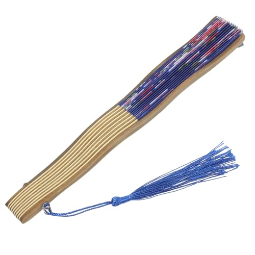 COLLBATH Klappbarer Handfächer in Blau Japanischer Vintage-Stil Faltbarer Holz-Fächer Geeignet für Sommer Hochzeit Tanz Dekoration und Outdoor-Verwendung von COLLBATH
