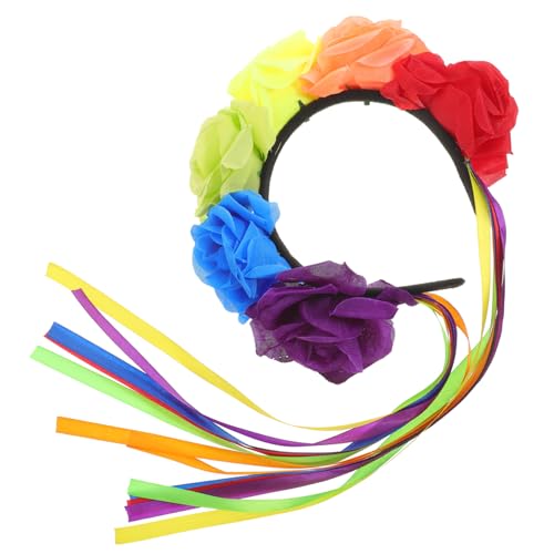 COLLBATH Lgbt Blumen Haarband Mit Bunten Bändern Festival Blumenstirnband Für Pride Month Und Partys Farbenfrohes Haarschmuck Accessoire von COLLBATH