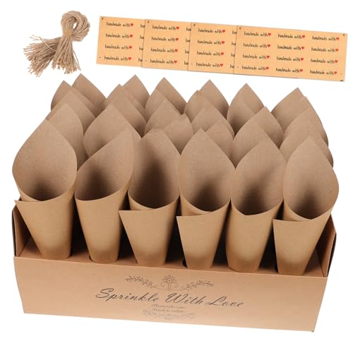 COLLBATH Party Konfetti Spitztüten Papier Konfettihalter Box für Geburtstag Hochzeit Retro Partydeko mit Stabilen Papierkegeln für Blumen Cupcakes und Süßigkeiten von COLLBATH