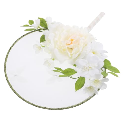 COLLBATH Runder Fächer mit Quasten und Kunstblumen Traditioneller Handfächer für Hochzeiten Tanzaufführungen und Sommerveranstaltungen Stilvolles Accessoire für Besondere Anlässe von COLLBATH