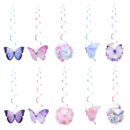 COLLBATH Schmetterling Hängedekoration Teilig Frühling Party Swirl Banner Garten für Tee Party Leicht Anzubringen Langlebig Wiederverwendbar von COLLBATH