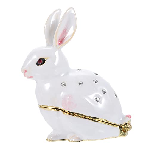 COLLBATH Schmuckschatulle Handbemalt Hase Schmuckschatulle Für Schreibtischdekoration Legierung Statue Schmuckaufbewahrung Für Sie von COLLBATH