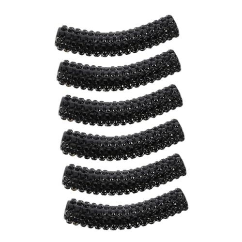 COLLBATH Schwarze Strass Nudelperlen Großes Loch Gebogene Metall Spacer Perlen Funkelnde Röhrenperlen für Schnürsenkel Schmuck Basteln von COLLBATH