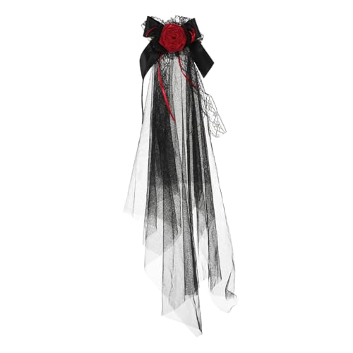 COLLBATH Schwarzes Haarband mit Realistischer Rosenblüte Dramatischer Mesh-schleier für Halloween Gothic-stil Braut Accessoire Komfortabler Sitz Wiederverwendbar für Karneval und Partys von COLLBATH