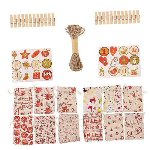 COLLBATH Stück Weihnachtsgeschenktüten mit Kordelzug Aufkleber Clips und Schnur für Weihnachtsfeiern und Vielseitig Einsetzbar für Feste und Anlässe von COLLBATH