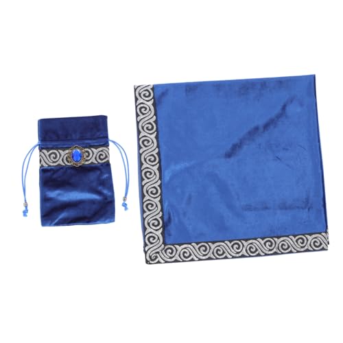 COLLBATH Tarot Tischdecke Blau Silberner Rand aus Dickem Samt mit Aufbewahrungstasche für Tarotkarten Dekoratives Wahrsage-tischtuch Langlebiges Material Mystische Atmosphäre Schützt von COLLBATH