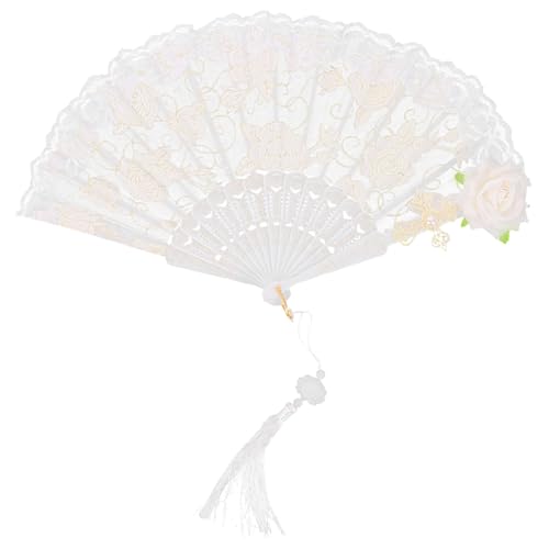 COLLBATH Vintage Spitzenfächer Handfächer mit Rosenmuster Stabiler Faltfächer aus Spitze Eleganter Silk Handfächer mit Quaste für Teeparty Hochzeit und Klassische Kostümveranstaltungen COLLBATH Vintage Spitzenfächer Handfächer mit Rosenmuster Stabiler Faltfächer aus Spitze Eleganter Silk Handfächer mit Quaste für Teeparty Hochzeit und Klassische Kostümveranstaltungen von COLLBATH