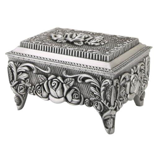 COLLBATH Wunderschöne Schmuckschatulle Aus Metall Zur Schmuckaufbewahrung Und Zum Organisieren Von Ohrringen Schmuckschatulle Mit Vintage-blumenprägung Für Damen von COLLBATH