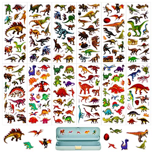12 Blätter 3D Sticker für Kinder Geschwollen Aufkleber Dinosaurier Belohnungssticker Dino Verschiedene Mustern für Junge Mädchen Kindergeburtstag Themenparty Party Mitgebsel (Dino) von COLOFALLA