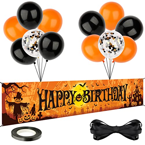 13 Stk.Halloween-Motiv Geburtstagsdeko Happy Birthday Banner 300x50cm 12 pcs Luftballons Orange Schwarz Ballons Party Deko Foto Hintergrund für Geburtstag Halloween Kindergeburtstag 13 Stk.Halloween-Motiv Geburtstagsdeko Happy Birthday Banner 300x50cm 12 pcs Luftballons Orange Schwarz Ballons Party Deko Foto Hintergrund für Geburtstag Halloween Kindergeburtstag von COLOFALLA