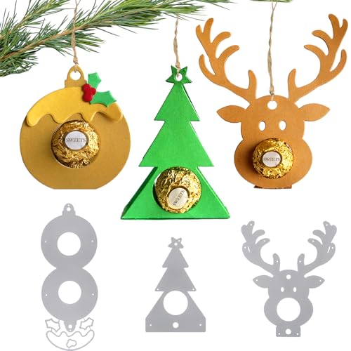 3 Set Weihnachten Stanzschablonen Anhänger Geschenkbox Prägeschablonen Box Stanzformen für DIY Scrapbooking Basteln Deko für Weihnachtsbaum Geschenke von COLOFALLA