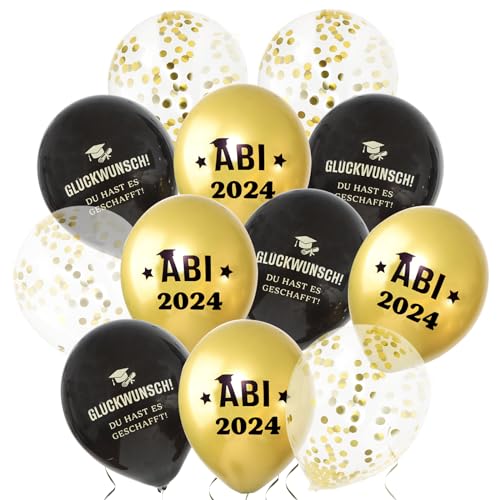 30 Stk Abitur 2024 Deko Abi Luftballons Schwarz Gold Abschluss Bestandene Prüfung Abschlussfeier Graduation Party Deko Geschenke von COLOFALLA