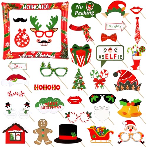 37 Stück Weihnachten Foto Requisiten Fotobox Accessoires Aufblasbarer Fotorahmen Foto Booth Weihnachtsdeko Party Zubehör Deko Geschenke 37 Stück Weihnachten Foto Requisiten Fotobox Accessoires Aufblasbarer Fotorahmen Foto Booth Weihnachtsdeko Party Zubehör Deko Geschenke von COLOFALLA