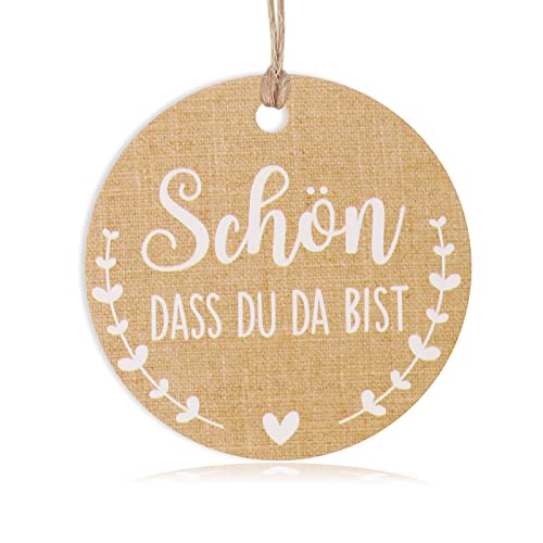 50 Stück Schön dass du da bist Anhänger Geschenkanhänger Hochzeit Etiketten Vintage Tags Gastgeschenke Deko Papieranhänger zum Basteln Taufe Kommunion von COLOFALLA