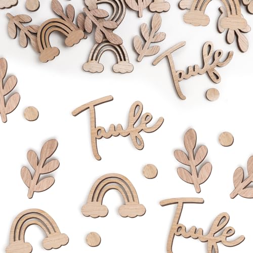 80 Stk Taufe Konfetti Holz Kommunion Tauben Tischdeko zum Basteln DIY Handwerk Konfirmation Deko Firmung Junge Mädchen Streudeko von COLOFALLA
