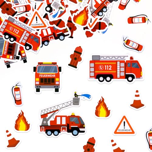 COLOFALLA 100pcs Konfetti Feuerwehr Tischdekoration Kindergeburtstag Feuerwehr Deko Feuerwehrauto Konfetti Party Feuerwehr Geburtstag Deko von COLOFALLA