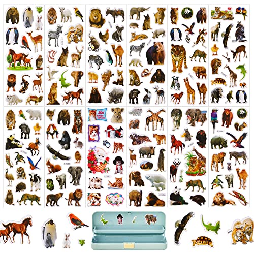 12 Blätter 3D Sticker für Kinder Geschwollen Aufkleber Belohnungssticker Niedliche Verschiedene Mustern für Junge Mädchen Kindergeburtstag Themenparty Party Mitgebsel (Dschungel) von COLOFALLA
