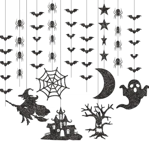 COLOFALLA 12 Stück Halloween Girlande Spinne Fledermaus Banner Halloween Decke Deko Halloween Hängende Deko Halloween Schwarz Girlande Halloween Innen Dekoration für Halloween Party COLOFALLA 12 Stück Halloween Girlande Spinne Fledermaus Banner Halloween Decke Deko Halloween Hängende Deko Halloween Schwarz Girlande Halloween Innen Dekoration für Halloween Party von COLOFALLA