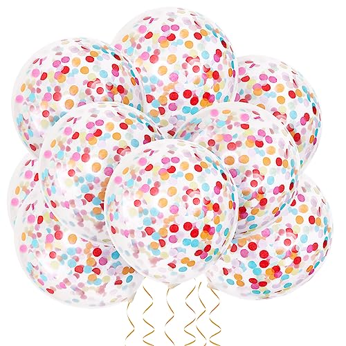 COLOFALLA 15 Stück Konfetti-Luftballons Bunt Geburtstag Luftballons 12 Zoll Ballons Geburtstagsdeko Hawaii Aloha Sommer Party Deko für Hochzeit Kindergeburtstag Junge Mädchen Frauen mit Bänder von COLOFALLA