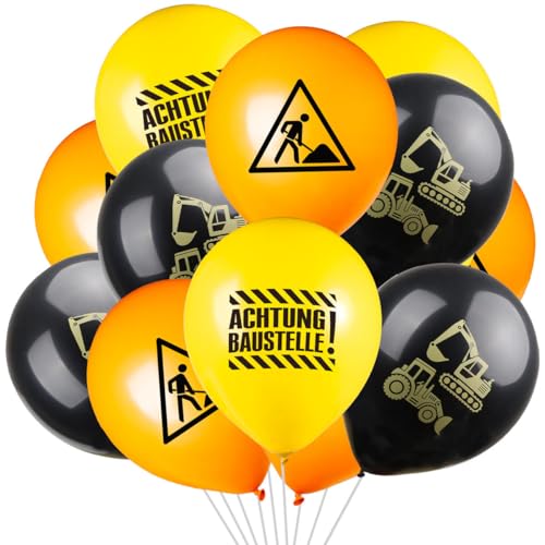 COLOFALLA 18pcs Baustelle Luftballons Kindergeburtstag Baustellen Geburtstagdeko Junge Ballon Geburtstag Party Heliumballon Baufahrzeug Party Deko Fahrzeuge Deko Ballons von COLOFALLA