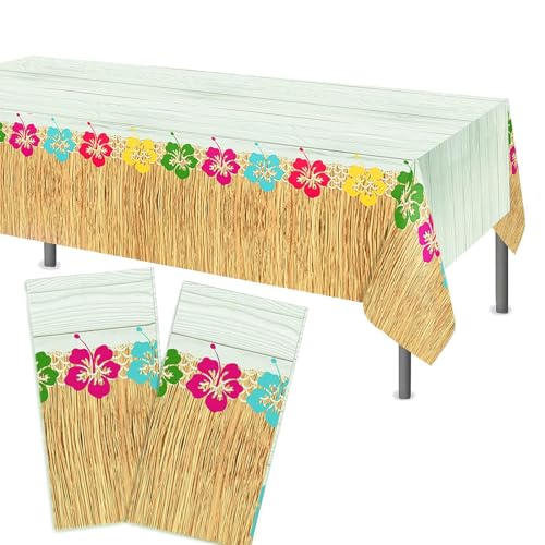 COLOFALLA 2 Stück Tischdecke für Hawaii Party Deko Tischtuch Hawaii Tischdecke Hawaii Tischdeko für Tisch Luau Party Tiki Tropical Party Sommer Party von COLOFALLA