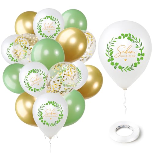 COLOFALLA 20 Pcs Taufe Ballons Kommunion Luftballon Konfirmation Luftballon Hochzeit Luftballon Schön Dass Du Da Bist Geburtstag Luftballon Deko zur Taufe Kommunion Konfirmation Hochzeit Geburtstag von COLOFALLA