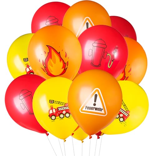 COLOFALLA 20pcs Feuerwehr Luftballons Feuerwehrauto Ballon Geburtstag Party Feuerwehr Geburtstag Deko Feuerwehrmann Heliumballon Feuerwehrauto Luftballons von COLOFALLA