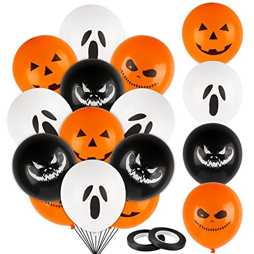 COLOFALLA 24 Stück Halloween Luftballons 12 Zoll Latex Ballons Deko Party Dekoration Mit 2 Bänder 4 Form (H) von COLOFALLA