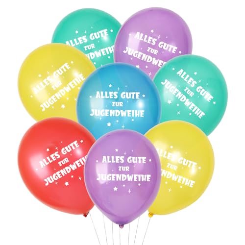 COLOFALLA 25pcs Luftballons Alles Gute zur Jugendweihe Balloons Bunt Party Deko Luftballons für Jungen Mädchen Jugendweihe Dekorationen mit Band Glückwunsch zur Jugendweihe von COLOFALLA