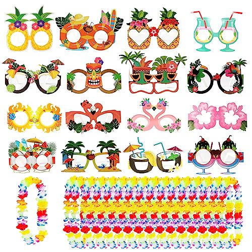 COLOFALLA 32 Stück Hawaii Party Accessoires 16 Stk Hawaii Brille 16 Stk Hawaiikette Blumenkette Blumen Ketten Kranz Luau Aloha Tropische Party Mitgebsel Sommer Fotorequisiten Deko COLOFALLA 32 Stück Hawaii Party Accessoires 16 Stk Hawaii Brille 16 Stk Hawaiikette Blumenkette Blumen Ketten Kranz Luau Aloha Tropische Party Mitgebsel Sommer Fotorequisiten Deko von COLOFALLA