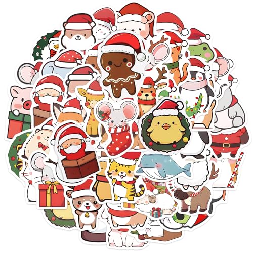 COLOFALLA 50 Stück Klein Tier Weihnachtsaufkleber Tiere Weihnachten Aufkleber Weihnachtsdeko Weihnachtssticker Christmas Stickers Geschenk Xmas Deko für Kinder Wiederverwendbar von COLOFALLA