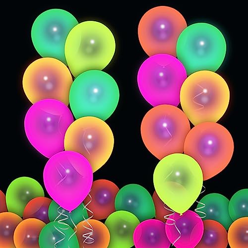 COLOFALLA 50 Stück Neon Luftballons UV Leuchtende Luftballons 5 Farben Bunt Neon Geburtstag Ballons Party Deko für Geburtstag JGA Allerheiligen Karneval Club von COLOFALLA