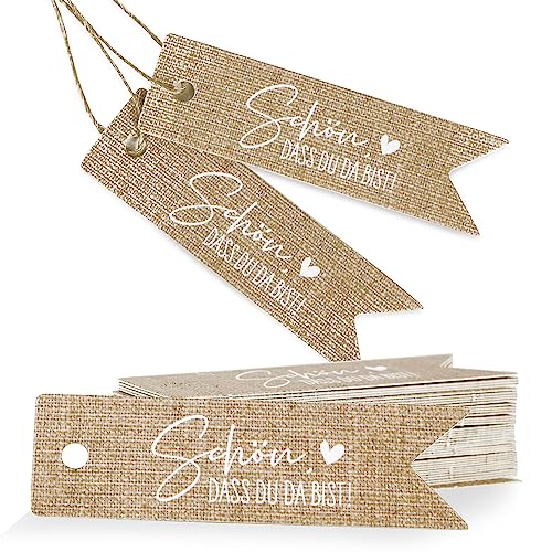 COLOFALLA 50 Stück Schön Dass Du Da Bist Anhänger 7x2cm Boho Hochzeit Geschenkanhänger Vintage Braun Etiketten Tags Deko für Gastgeschenke Taufe Kommunion Konfirmation Party mit 10M Juteschnur COLOFALLA 50 Stück Schön Dass Du Da Bist Anhänger 7x2cm Boho Hochzeit Geschenkanhänger Vintage Braun Etiketten Tags Deko für Gastgeschenke Taufe Kommunion Konfirmation Party mit 10M Juteschnur von COLOFALLA