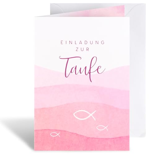 COLOFALLA 6 Stücke Taufe Einladungskarten Pink Einladungskarten zur Taufe Einladungskarten mit 12 Umschlag Taufe Junge Mädchen Taufeinladung Kinderparty Taufe Karten (girl) von COLOFALLA