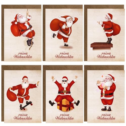 COLOFALLA 6 Stücke Weihnachtskarten Lustig Weihnachtskarten mit Umschlag Set Klappkarten A6 Frohe Weihnachten Karten Weihnachtsmann Karte Merry Christmas Karten Weihnachten für Weihnachtsgeschenke COLOFALLA 6 Stücke Weihnachtskarten Lustig Weihnachtskarten mit Umschlag Set Klappkarten A6 Frohe Weihnachten Karten Weihnachtsmann Karte Merry Christmas Karten Weihnachten für Weihnachtsgeschenke von COLOFALLA