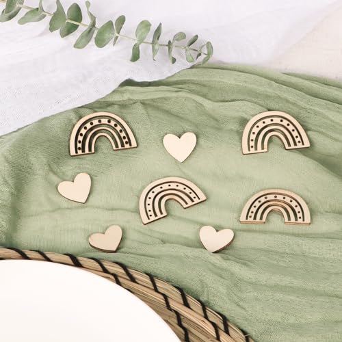 COLOFALLA 60 Stück Streudeko Taufe Deko Taufe Konfetti Boho Tischdeko Babyparty Regenbogen aus Holz Regenbogen Konfetti Geburtstag Konfetti Kinder Geburstag Baby Shower Deko für Junge Mädchen von COLOFALLA