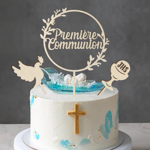 COLOFALLA Cake Topper Kommunion auf Französisch Torten Topper Kuchen Deko Première Communion Taufe Deko für Junge Mädchen von COLOFALLA