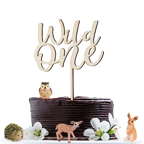 COLOFALLA Cake Topper Wild One aus Holz Tortendeko Torten Topper Cupcake Deko Kuchendeko 1. Geburtstag Kindergeburtstag Babyparty Deko Neutral Geburtstagsdeko Junge Mädchen von COLOFALLA