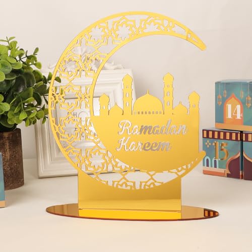 COLOFALLA Ramadan Tischdeko Eid Mubarak Tischdeko Gold Schild Mond Ramadan Deko Tisch Ramadan Aufsteller Mond Moschee für Eid Islamische Party COLOFALLA Ramadan Tischdeko Eid Mubarak Tischdeko Gold Schild Mond Ramadan Deko Tisch Ramadan Aufsteller Mond Moschee für Eid Islamische Party von COLOFALLA