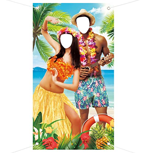 Luau Party Dekoration Hawaii Fotohintergrund Foto Stütze Banner Fotowand Sommer Strand Tropisch Requisit Deko für Aloha Party Beachparty Hochzeit Urlaub von COLOFALLA