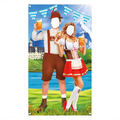 Oktoberfest Foto Requisiten Fotowand Bayerisch Foto Hintergrund Tür Banner Photo Booth Oktoberfest Deko Spiele Zubehör Lustig Bayern Party Dekoration, 180 x 100cm (A) von COLOFALLA