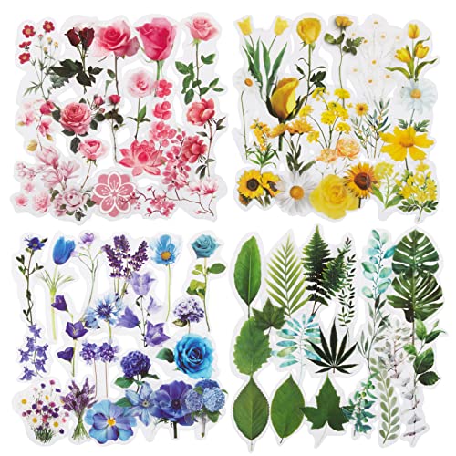 Scrapbooking Sticker Blumen 160 Pcs Scrapbook Aufkleber Vintage Blätter Pflanzen DIY Basteln Deko Zubehör für Joural Laptop Sammelalbum (Stil-B) von COLOFALLA