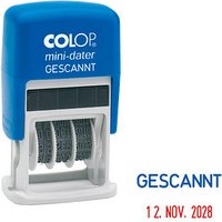 COLOP Datumstempel mit Text "Gescannt" Mini-Dater S 160/L selbstfärbend blau rot von COLOP