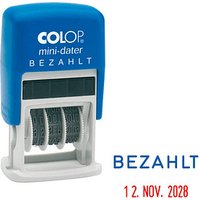 COLOP Datumstempel mit Text "Bezahlt" Mini-Dater S 160/L selbstfärbend blau rot von COLOP