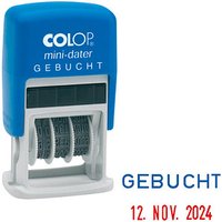COLOP Datumstempel mit Text "Gebucht" Mini-Dater S 160/L selbstfärbend blau rot von COLOP