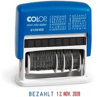 COLOP Datumstempel mit Text Mini-Info-Dater S120/WD selbstfärbend blau rot von COLOP