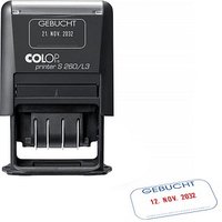 COLOP Datumstempel mit Text "Gebucht" Printer S 260/L3 N selbstfärbend blau, rot ohne Logo, 1 St. von COLOP