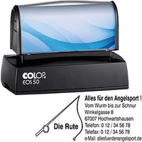 COLOP Textstempel, individualisierbar EOS 50 selbstfärbend blau, schwarz, rot mit Logo von COLOP