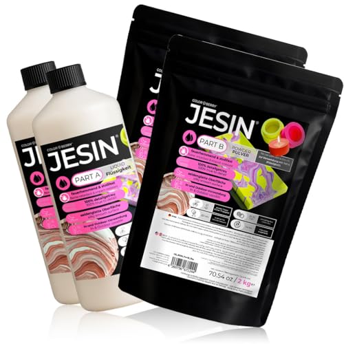 COLORBERRY JESIN 6kg Set - Gießpulver weiß Alternative aus 4kg Pulver & 2kg Gießmasse - Ersatz für Bastelbeton, Reliefgießpulver weiß, Resin & Gießbeton - Für Schmuckherstellung, Kunstwerke Gießharz von COLORBERRY
